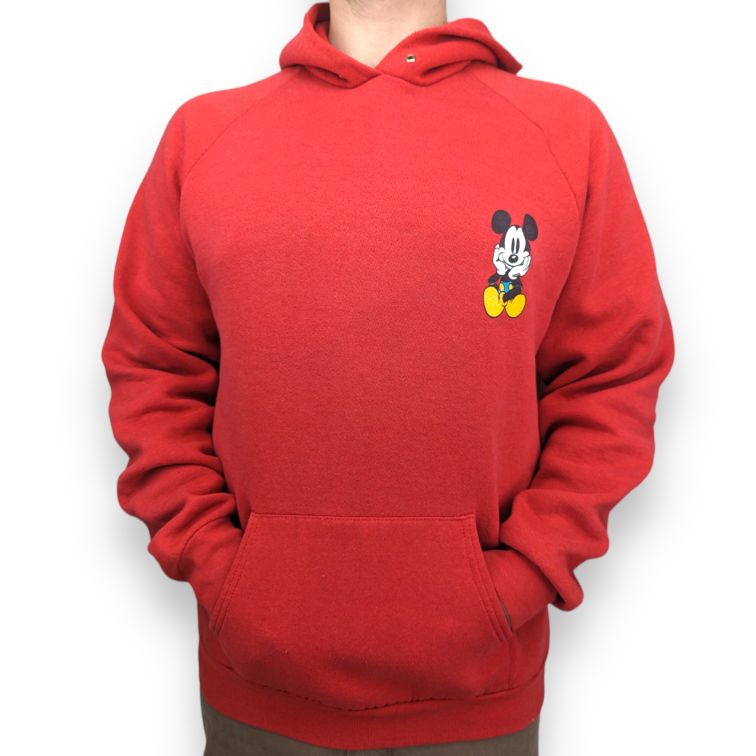 Disney Vintage Mickey Mouse Red Pullover Hoodie Men Size XL