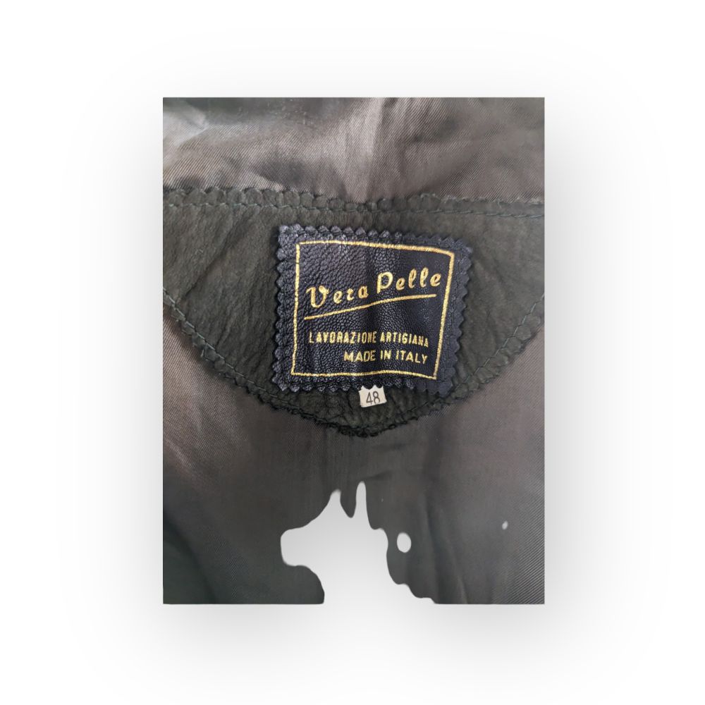 Vera Pelle Italian Vintage Green Soft Leather Jacket Men Size XL