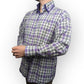 Emporio Armani Vintage Purple Green Plaid Long Sleeve Dress Shirt Men 3XL