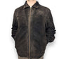 522-Blend-S RE WORK Vintage Brown Leather Jacket Men Size XL