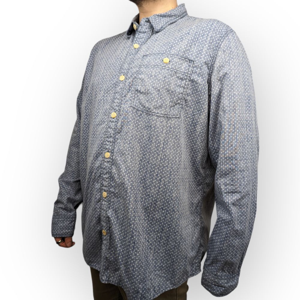 FatFace Blue Button Up Cotton Long Sleeve Casual Shirt Men Size 2XL