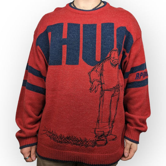 RP55 OUTREK Series Reynolds & Perry Vintage Red Sweater Jumper Men Size XL