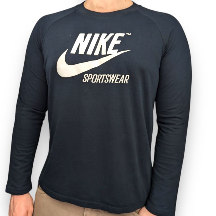 Nike Sportswear Black Long Sleeve Casual Cotton T-shirt Men Size Large