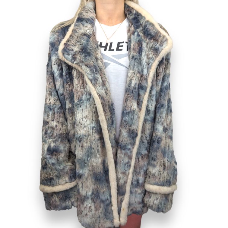 Zepla Vintage Multicolour Faux Fur Jacket Women Size XL