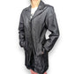 EL Vintage Black Real Leather Trench Coat Women Size UK 14