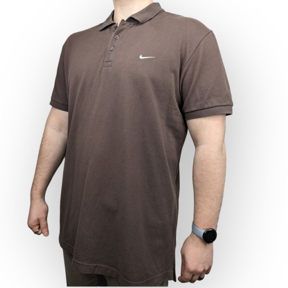 Nike Vintage Brown Cotton Short Sleeve Activewear Polo Shirt Men 2XL