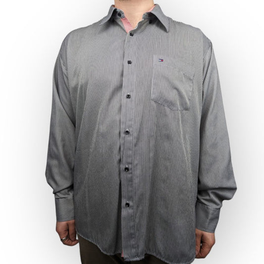 Tommy Hilfiger Grey Long Sleeve Cotton Dress Shirt Men Size 2XL