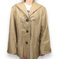 Jerry Lewis Vintage Beige Button Up Genuine Leather Long Coat Jacket Women XL