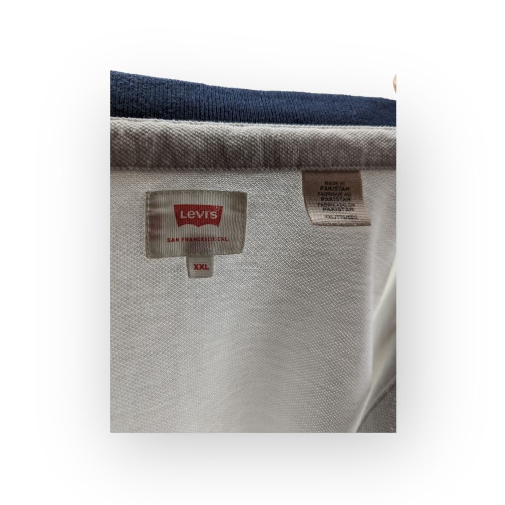 Levi's White Cotton Short Sleeve Polo Shirt Men Size 2XL