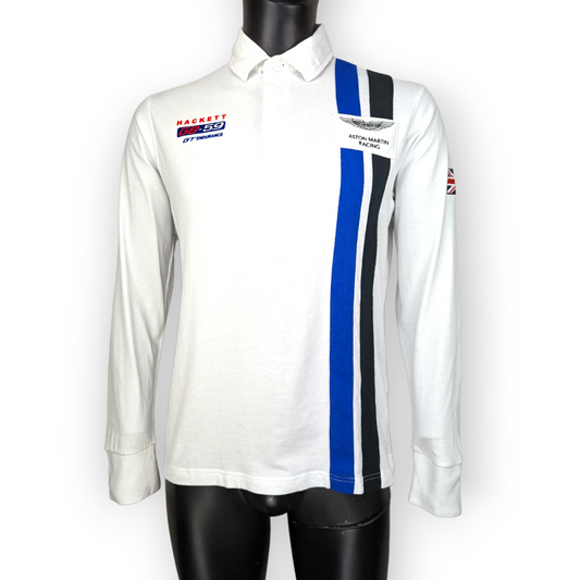 Hackett G8-59 White Aston Martin Racing Long Sleeve Polo Shirt Men Small