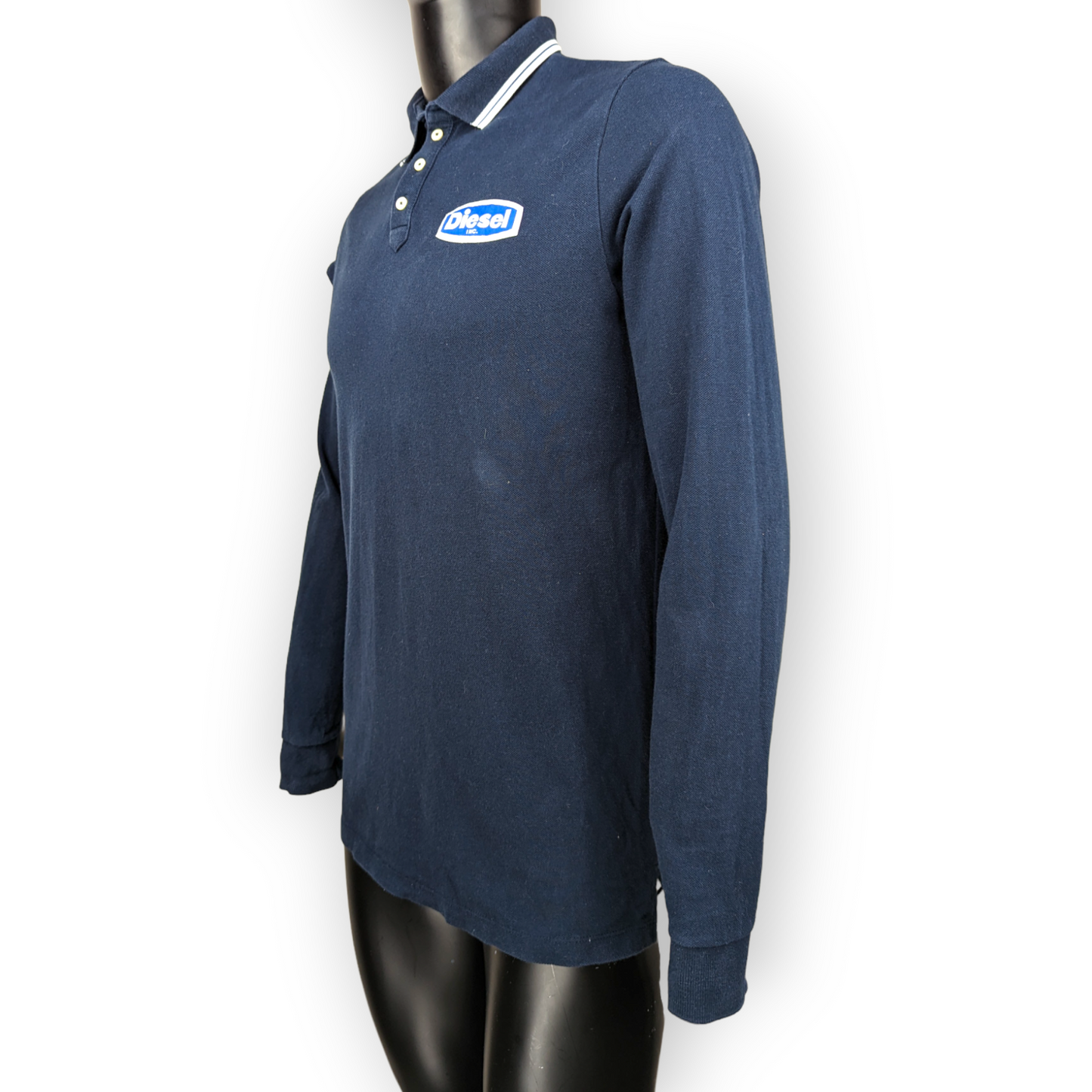 Diesel Vintage Navy Cotton Long Sleeve Collar Polo Shirt Men Size Medium