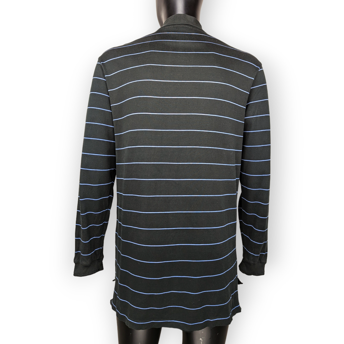 Ralph Lauren Polo Golf Vintage Black Long Sleeved Striped Polo Shirt Men Medium