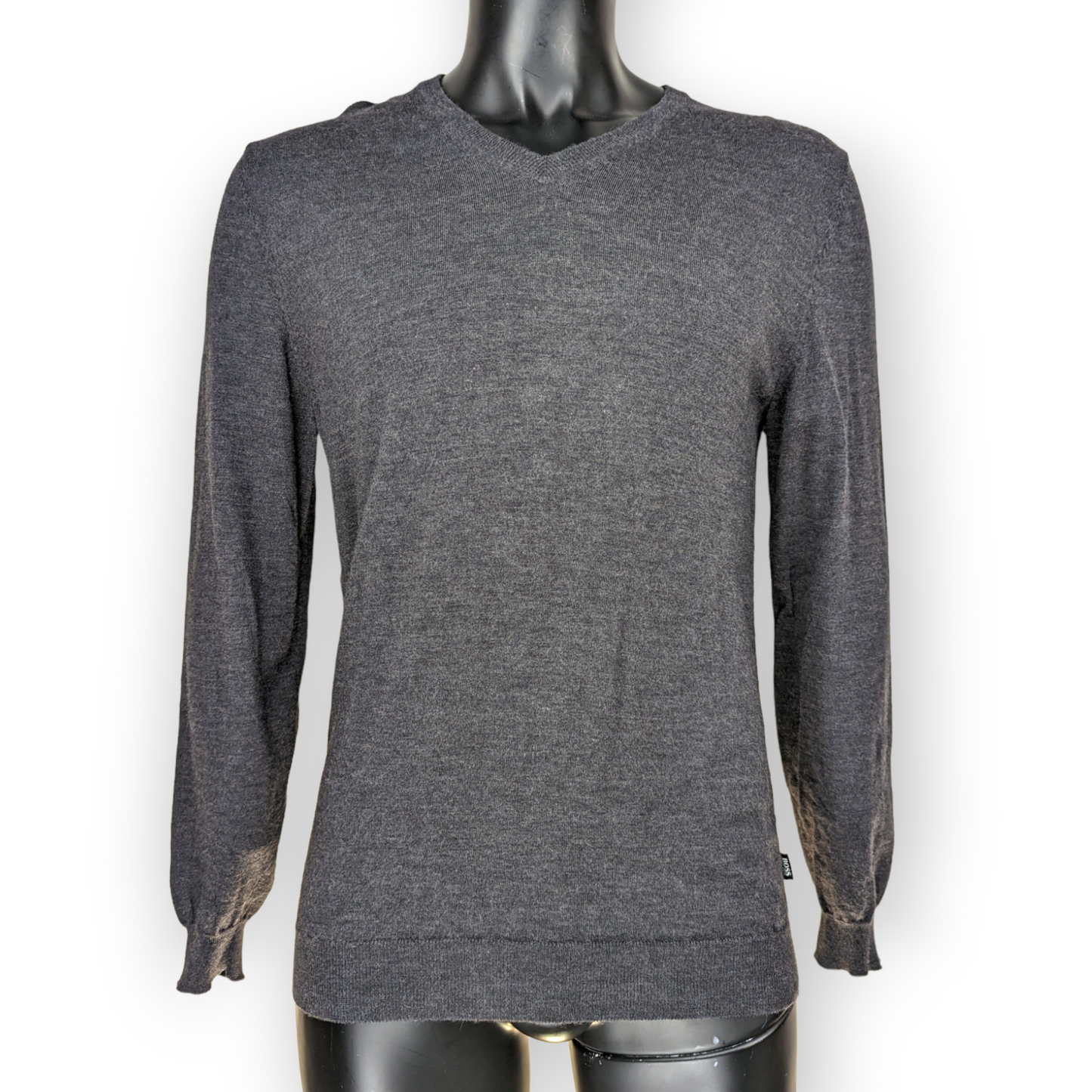 Hugo Boss Grey Extra Fine Merino Shaved Wool & Silk Sweater Jumper -v Men Large
