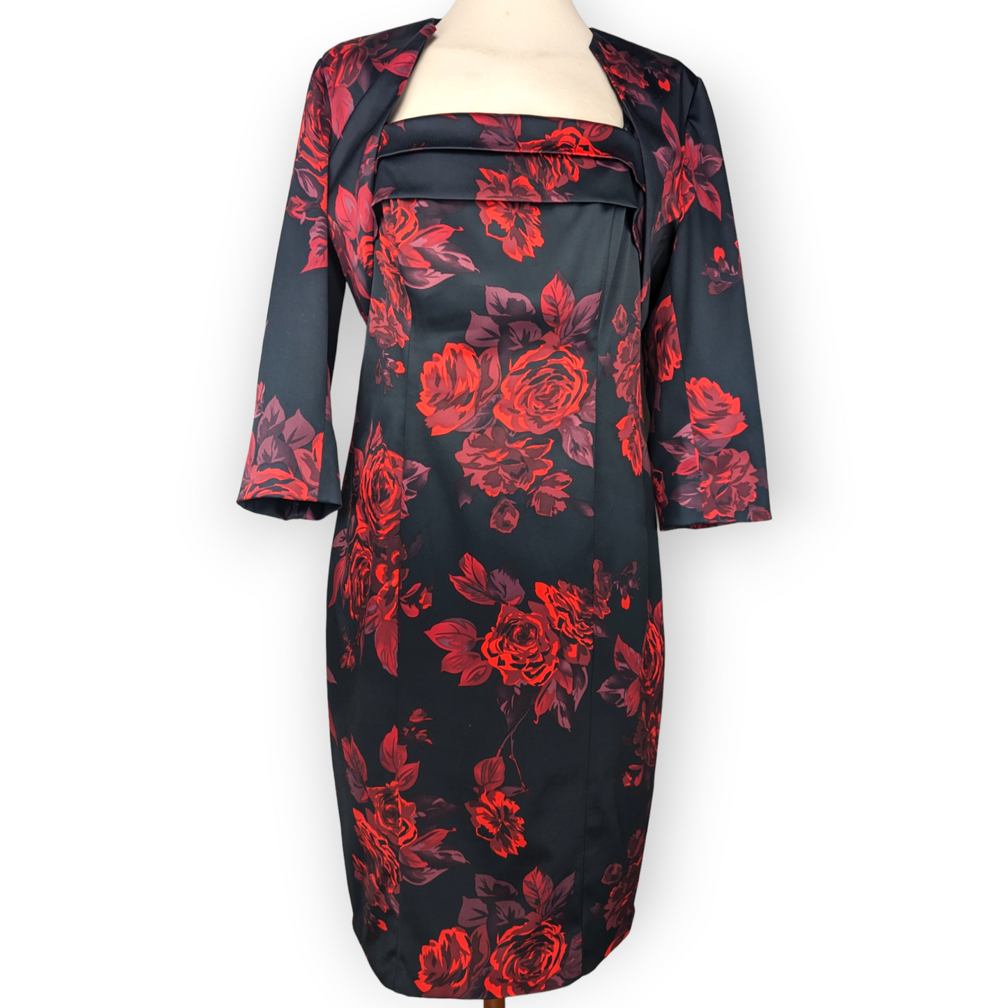 Michaela Louisa Rose Print Red Black Blazer Jacket & Dress Outift Women Medium