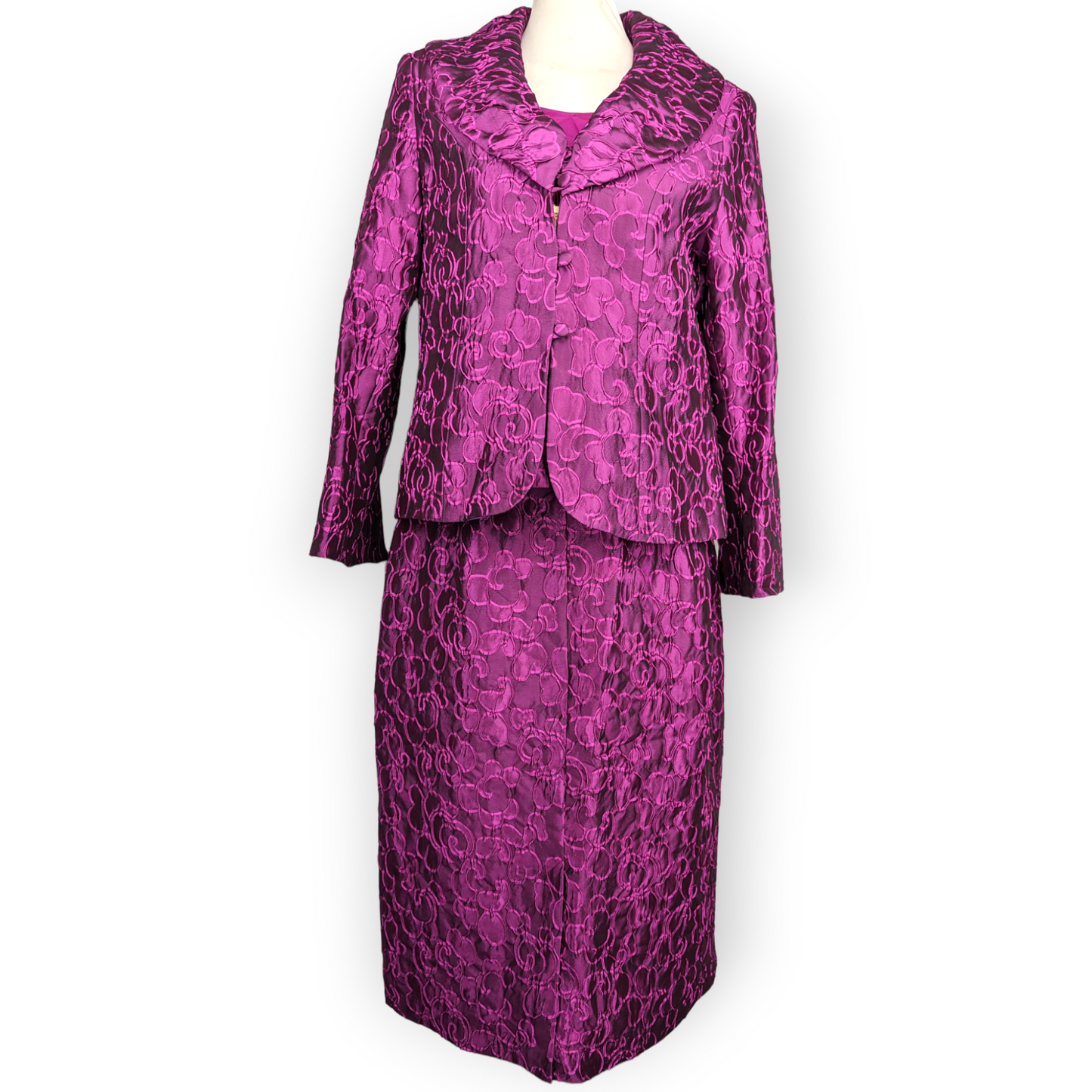 Costura Europea Purple 3 Piece Suit Blazer Jacket Top Skirt Dress Women Size 48