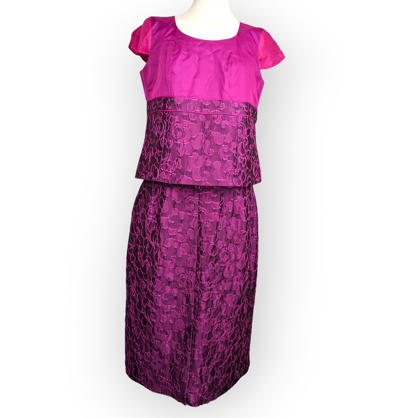 Costura Europea Purple 3 Piece Suit Blazer Jacket Top Skirt Dress Women Size 44