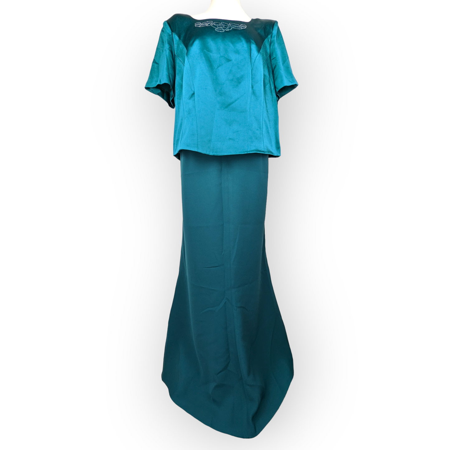 Jomhoy Green 3 Piece Suit Blazer Jacket Top Skirt Dress Women Size 50