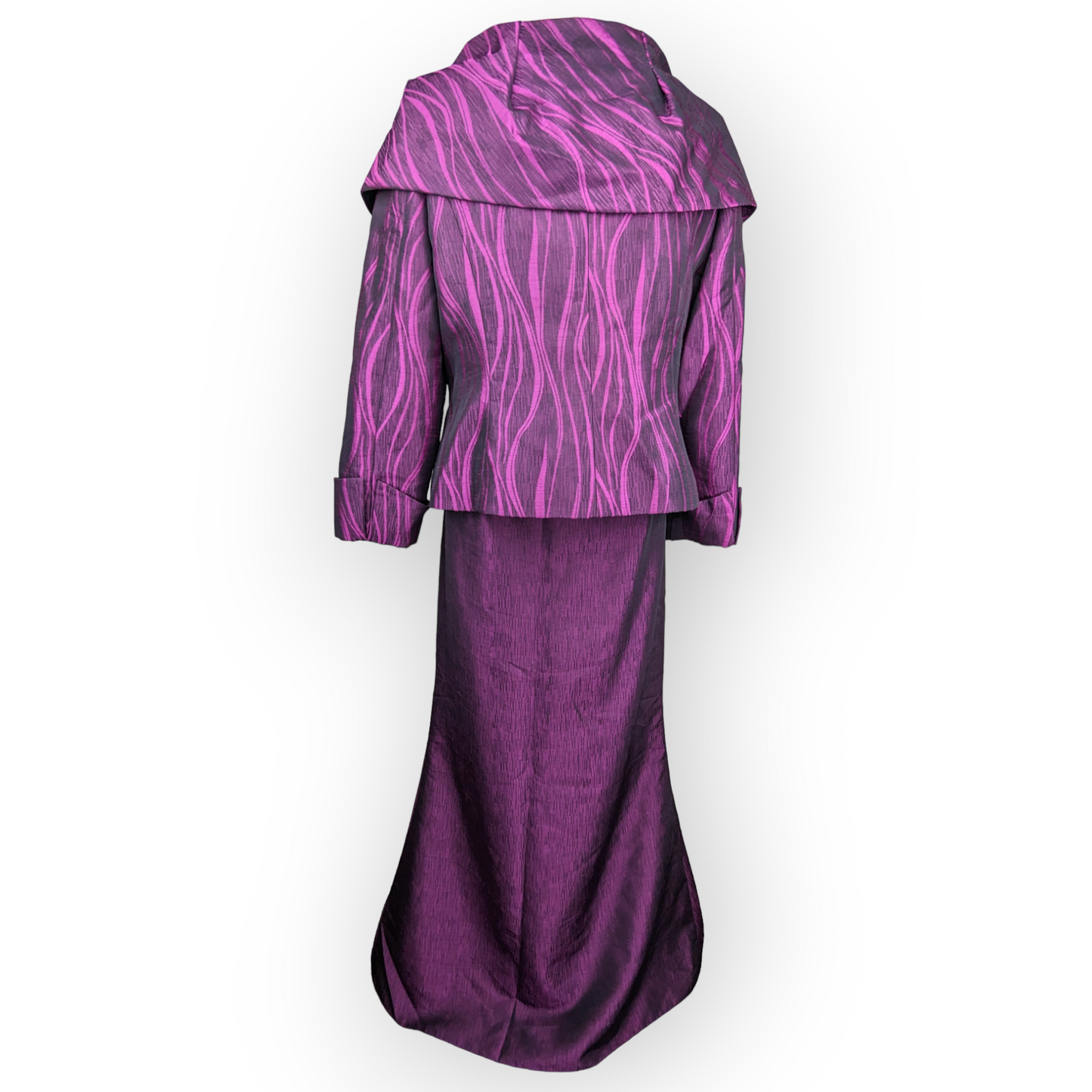 Jomhoy Purple 3 Piece Suit Blazer Jacket Top Skirt Dress Women Size 44