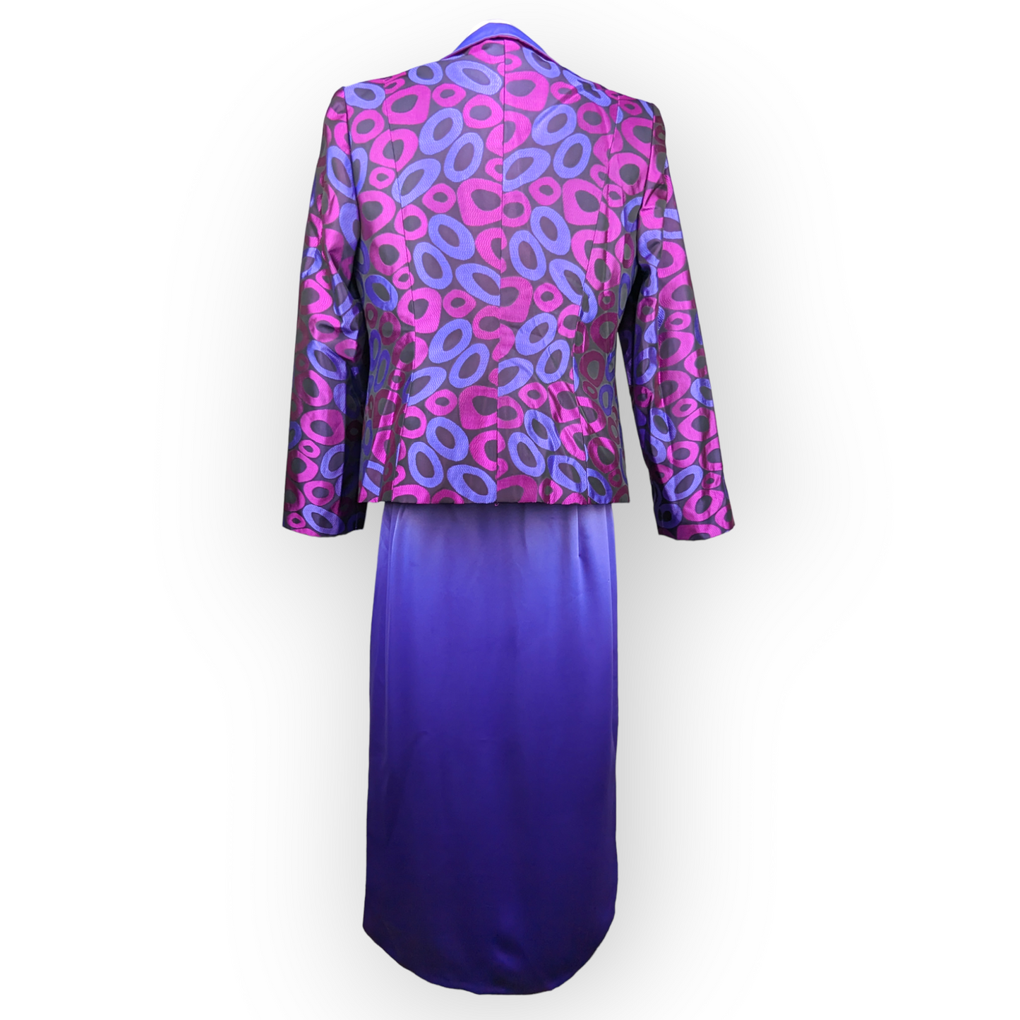 Jomhoy Purple 3 Piece Suit Blazer Jacket Top Skirt Dress Women Size 46