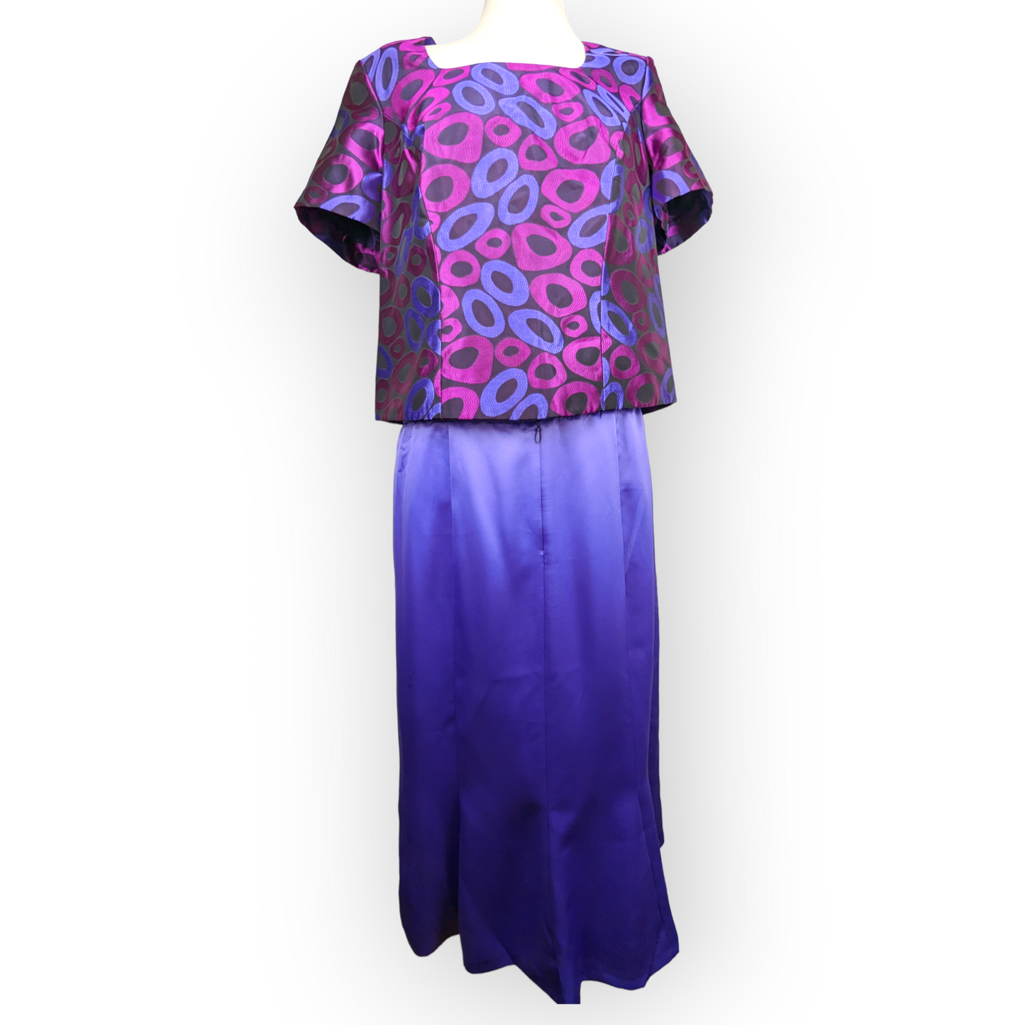 Jomhoy Purple 3 Piece Suit Blazer Jacket Top Skirt Dress Women Size 46