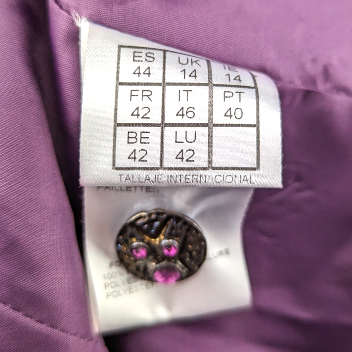 Jomhoy Violet Purple Floral 3 Piece Suit Blazer Jacket Top Skirt Dress Women Size 44