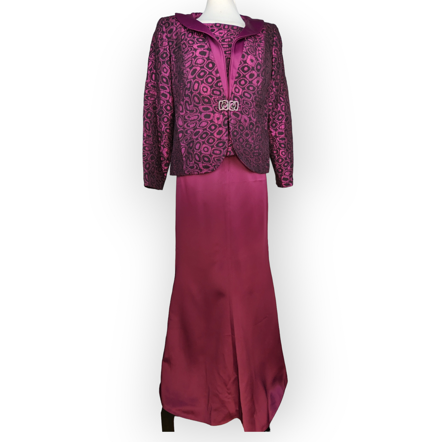 Jomhoy Red Colorful Floral 3 Piece Suit Blazer Jacket Top Skirt Dress Women Size 44