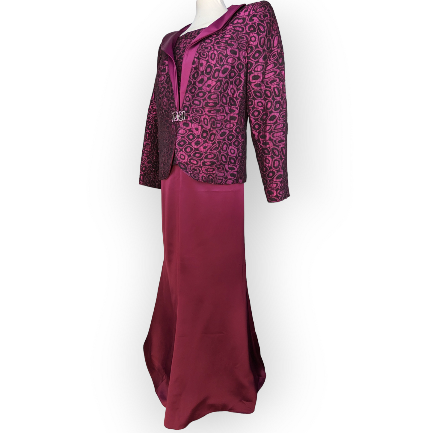 Jomhoy Red Colorful Floral 3 Piece Suit Blazer Jacket Top Skirt Dress Women Size 44