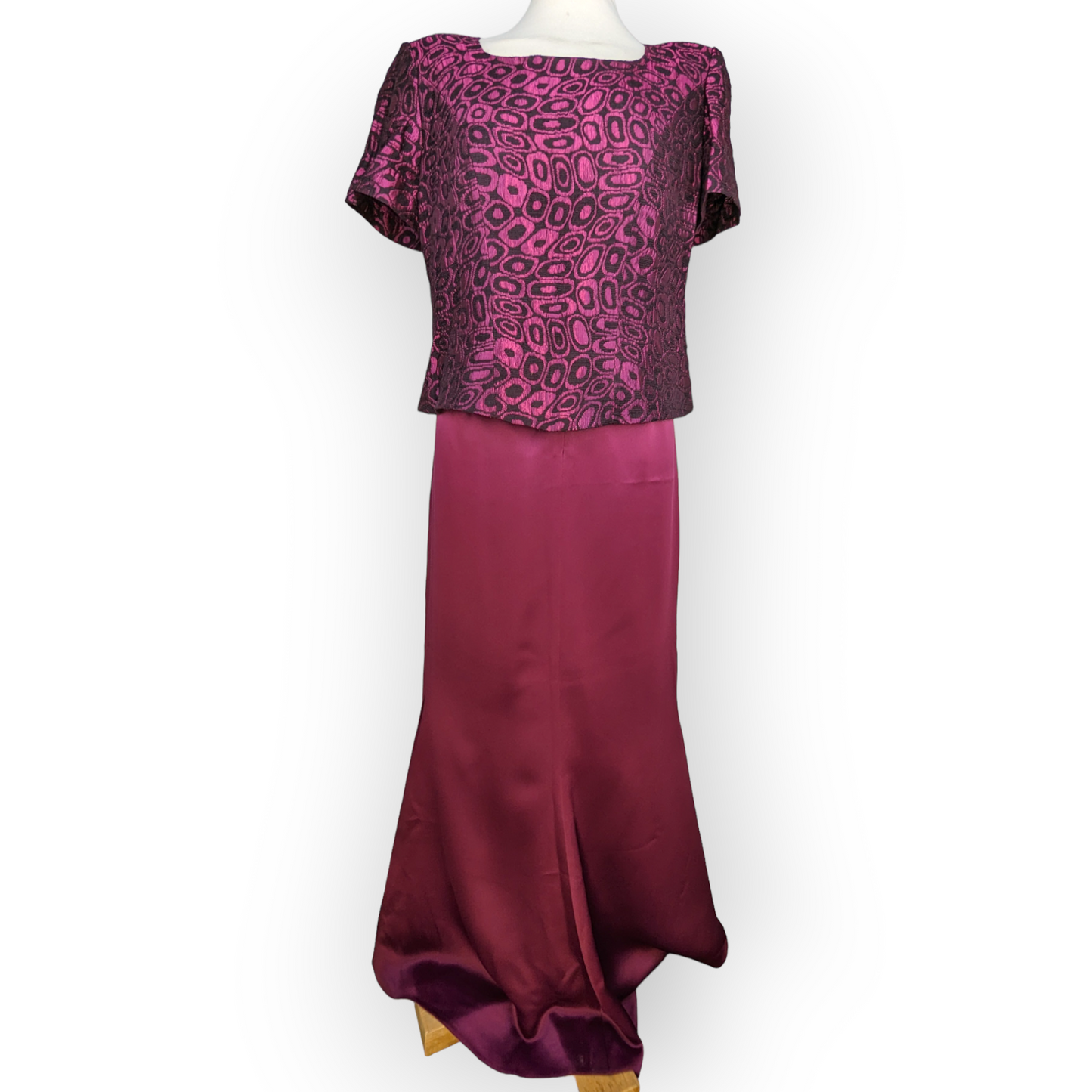 Jomhoy Red Colorful Floral 3 Piece Suit Blazer Jacket Top Skirt Dress Women Size 44