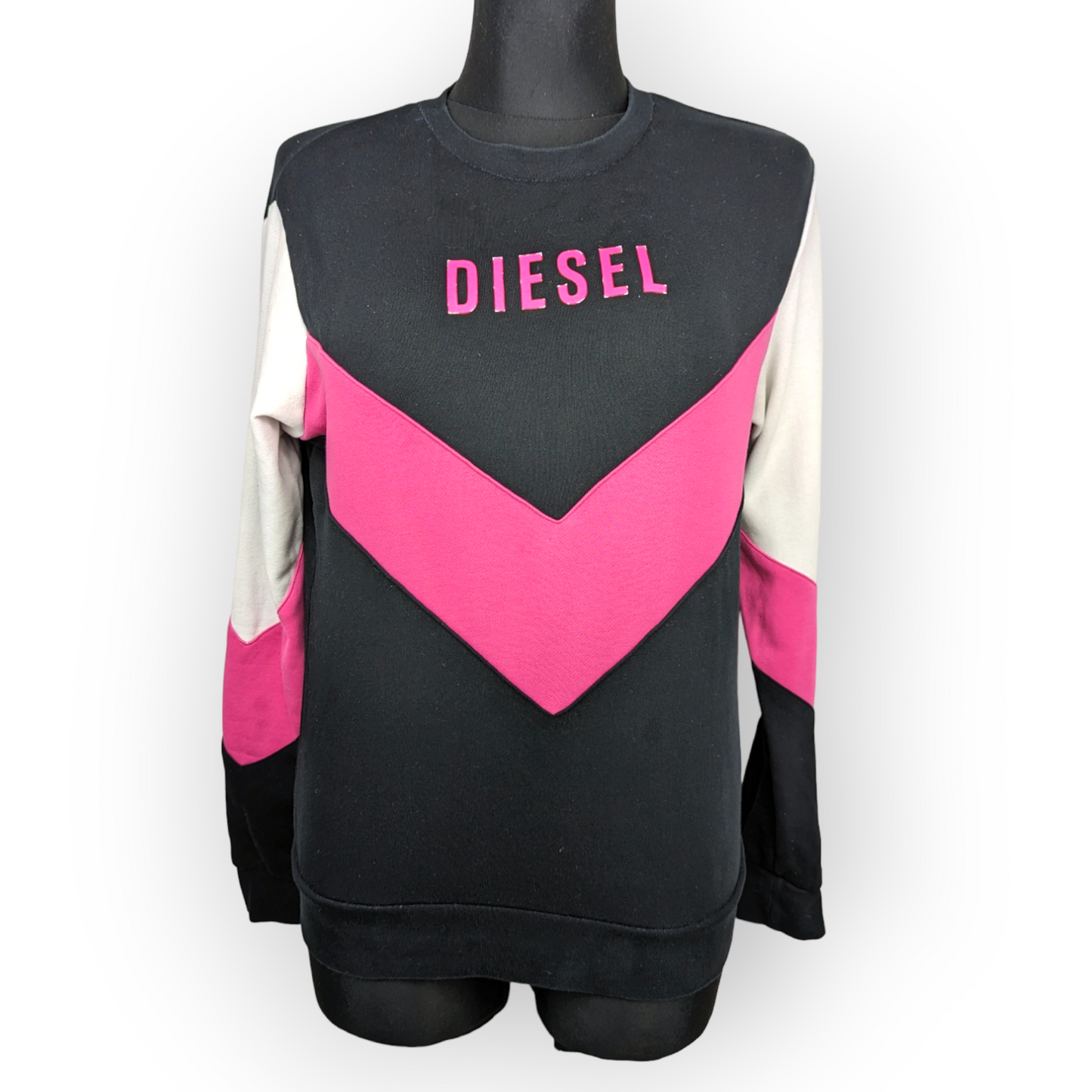 Diesel Black Pink Pullover Crew Neck Sweatshirt Women Size XS