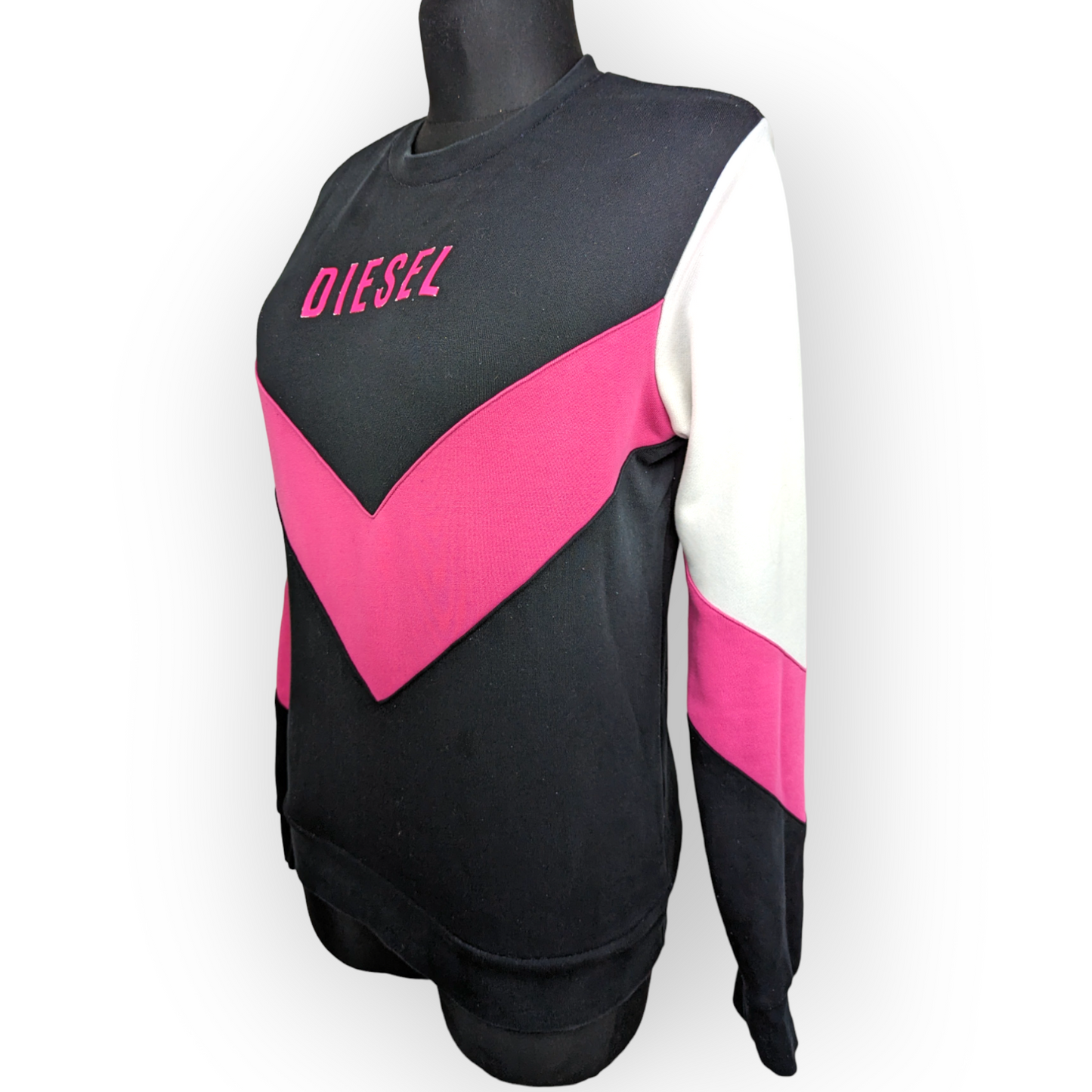 Diesel Black Pink Pullover Crew Neck Sweatshirt Women Size XS