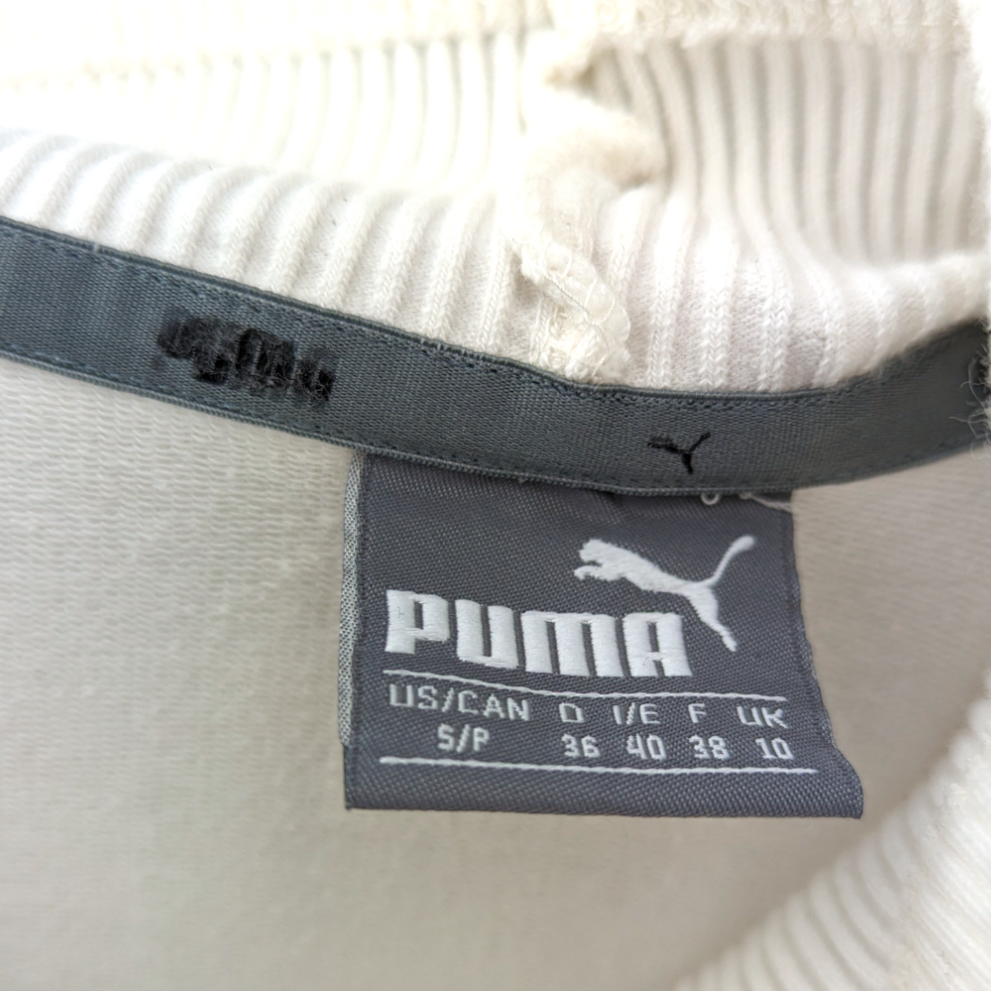 Puma White Embroidered Mock Neck Sweatshirt Jumper Women Small UK 10
