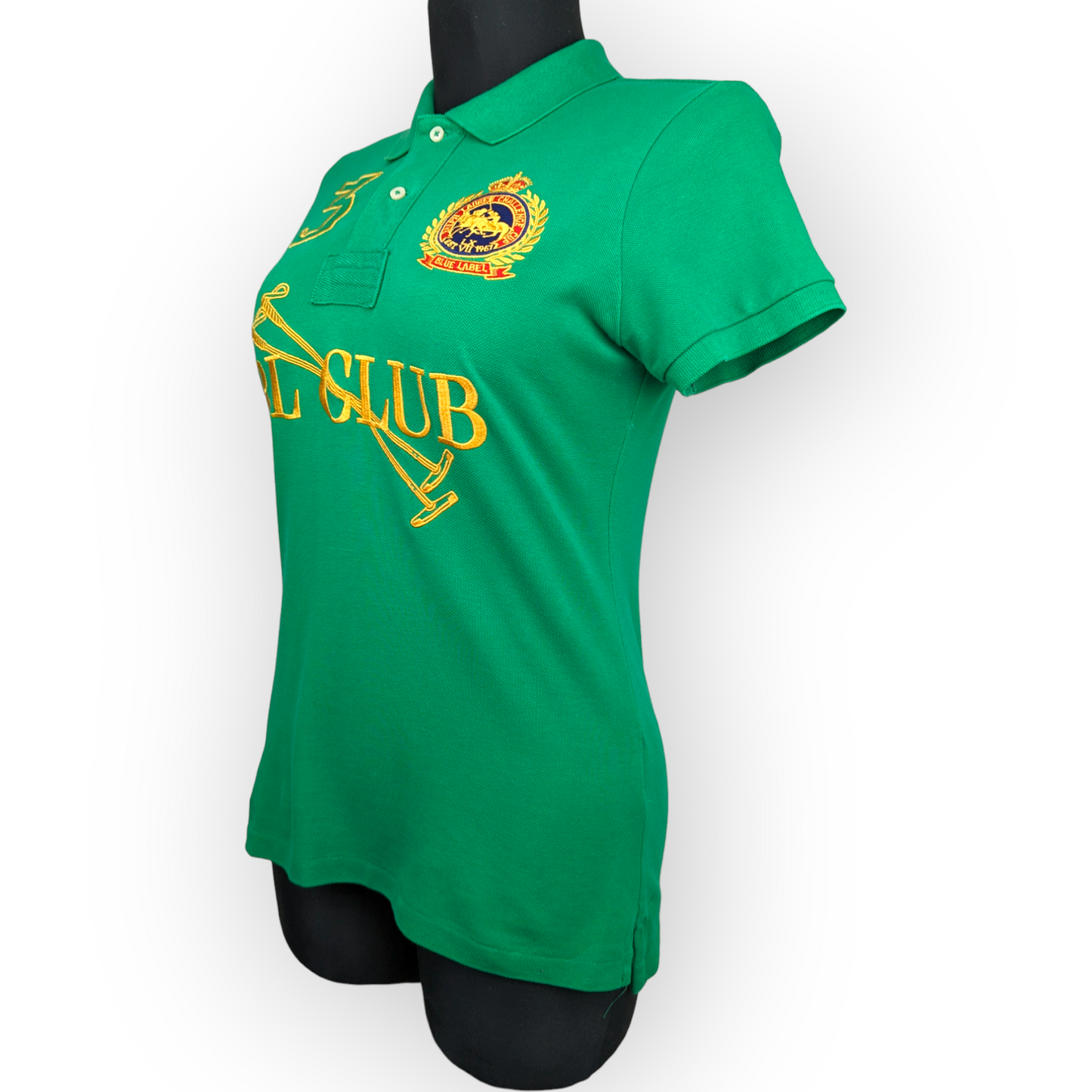 Polo Ralph Lauren Sport Vintage Green RL Club Polo Shirt Women Medium