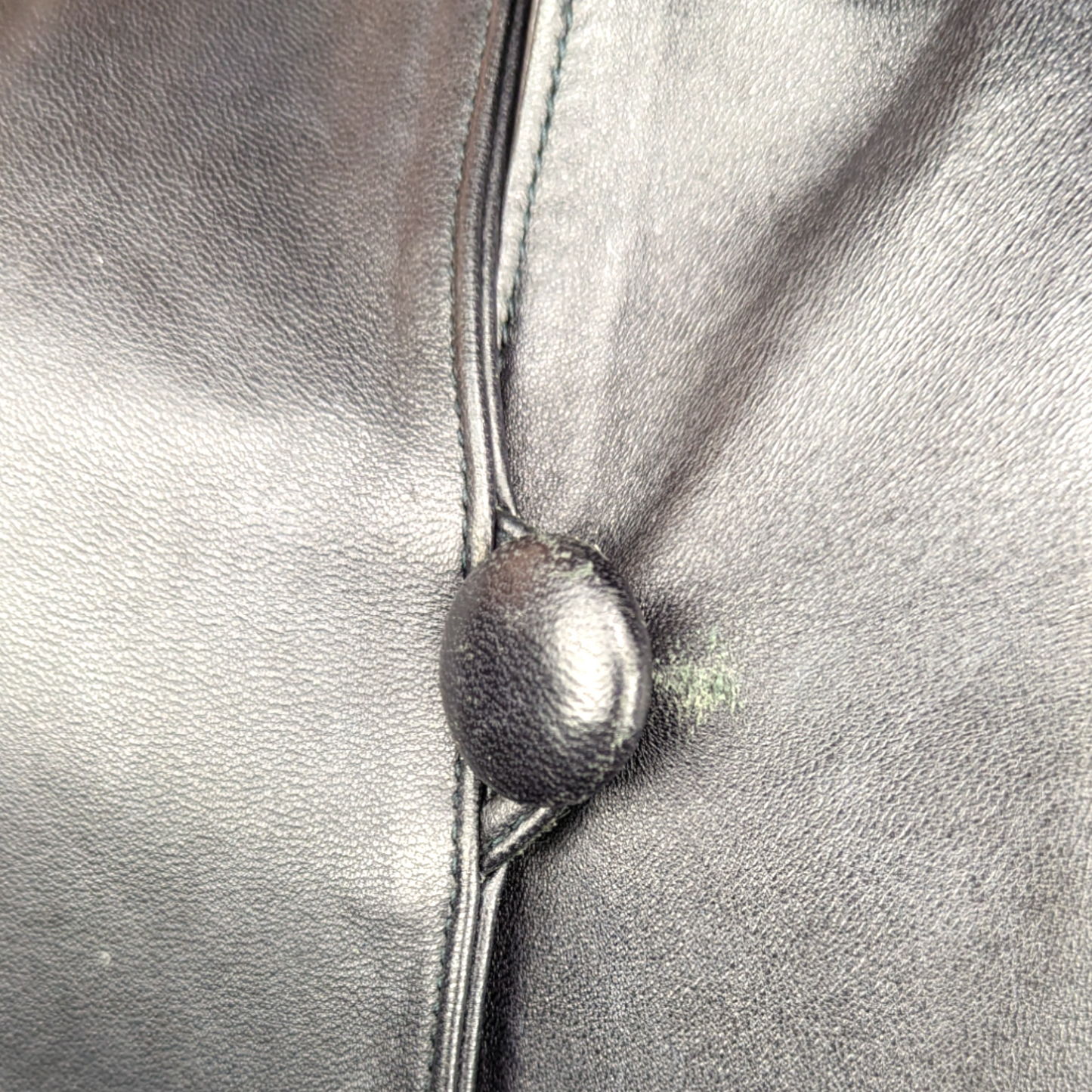 IV Quattro Stagioni Vintage Black Leather Coat Jacket Fur Collar Women UK 14