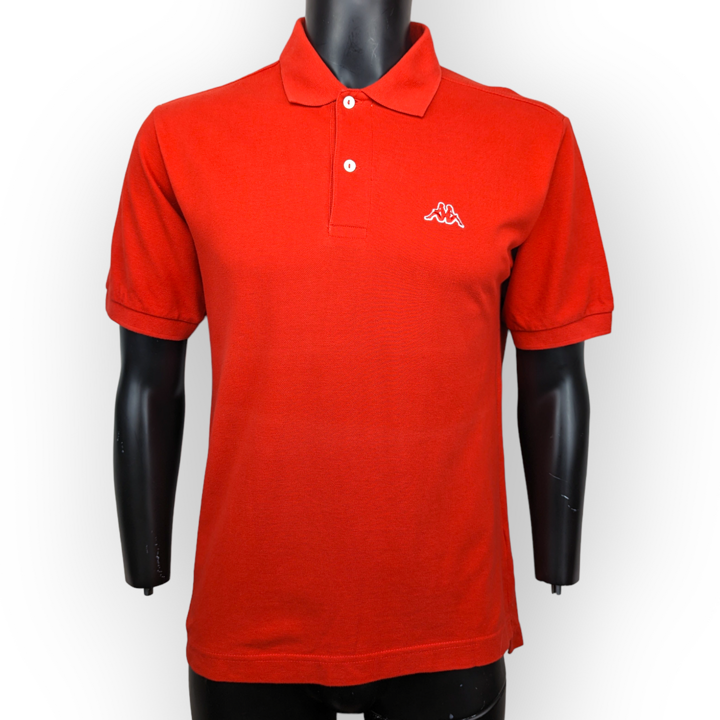 Kappa Vintage Red Short Sleeve 1/4 Button Cotton Polo Shirt Men Small