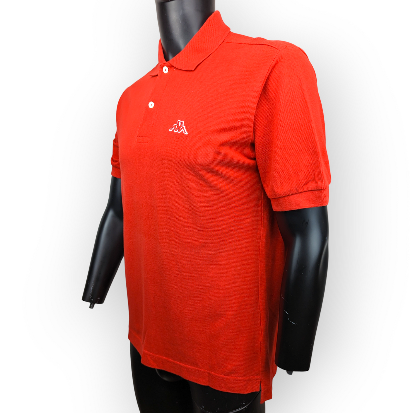 Kappa Vintage Red Short Sleeve 1/4 Button Cotton Polo Shirt Men Small
