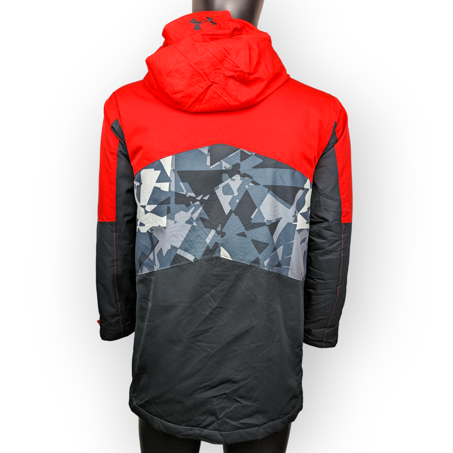 Under Armour Red/Black Camo Fleece Lined Hooded Boys Windbreaker Jacket Boys XL