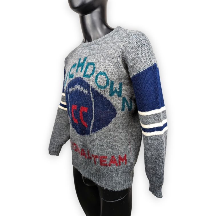 Coconut Club Vintage American Football Grey Crew Neck Jumper Sweater Men Medium