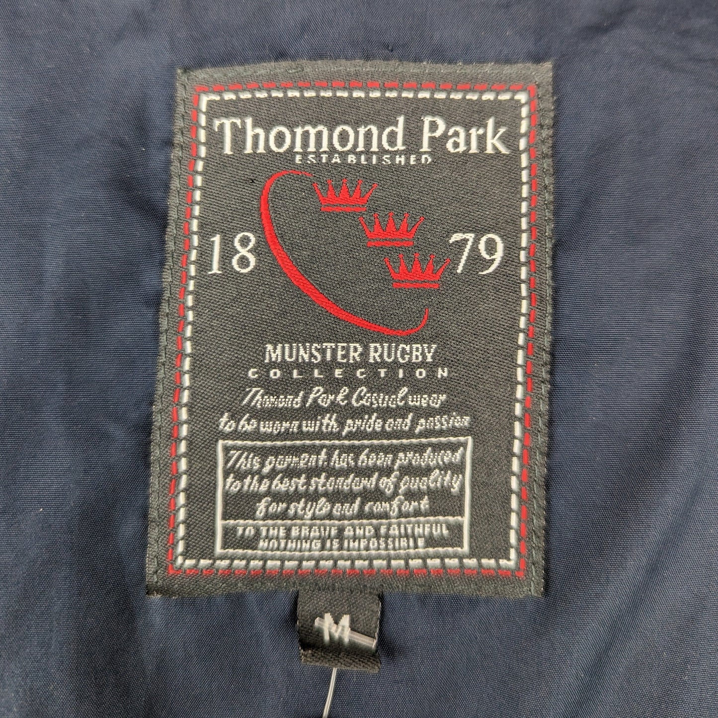 Thomond Park Navy Blue Full Zip Lined Windbreaker Jacket Men’s Medium