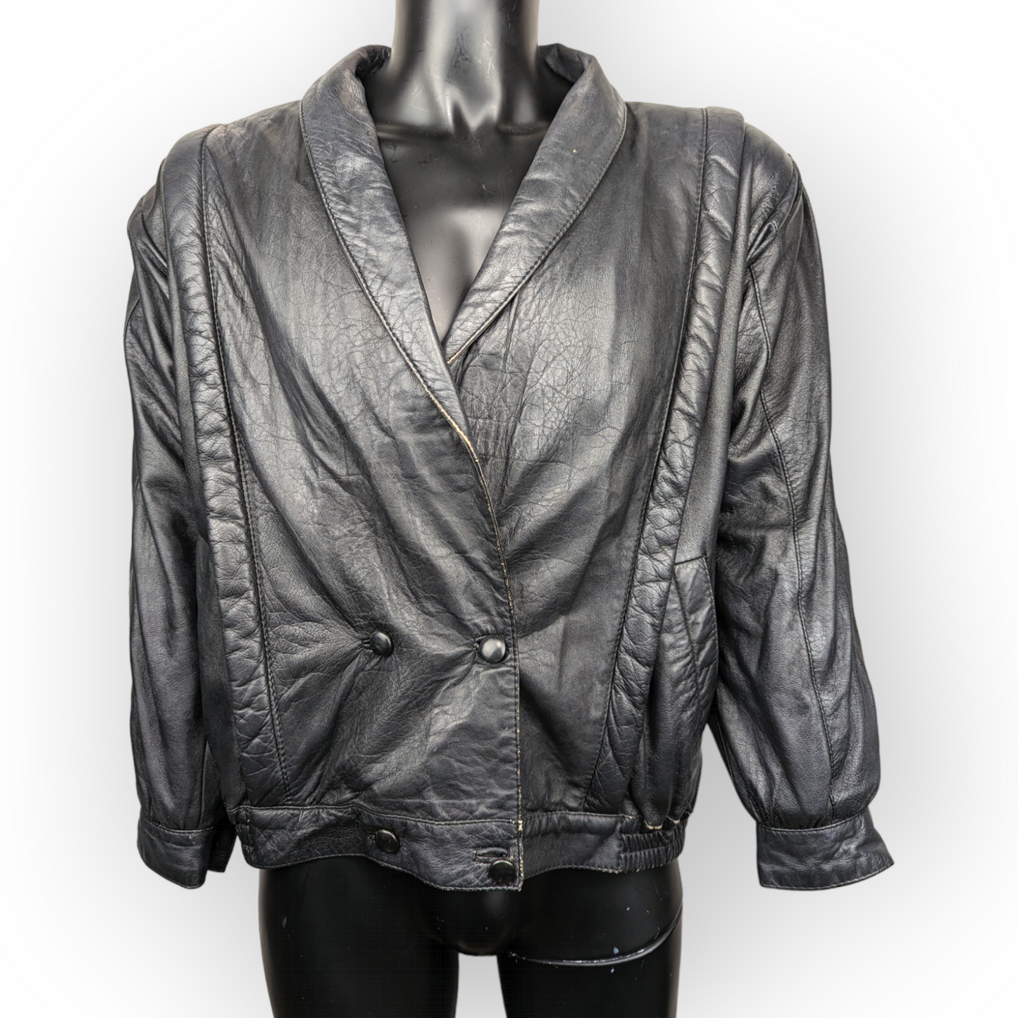 El Guero Vintage Black Leather Biker Motorcycle Jacket Men Size Small