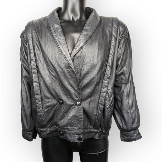 El Guero Vintage Black Leather Biker Motorcycle Jacket Men Size Small