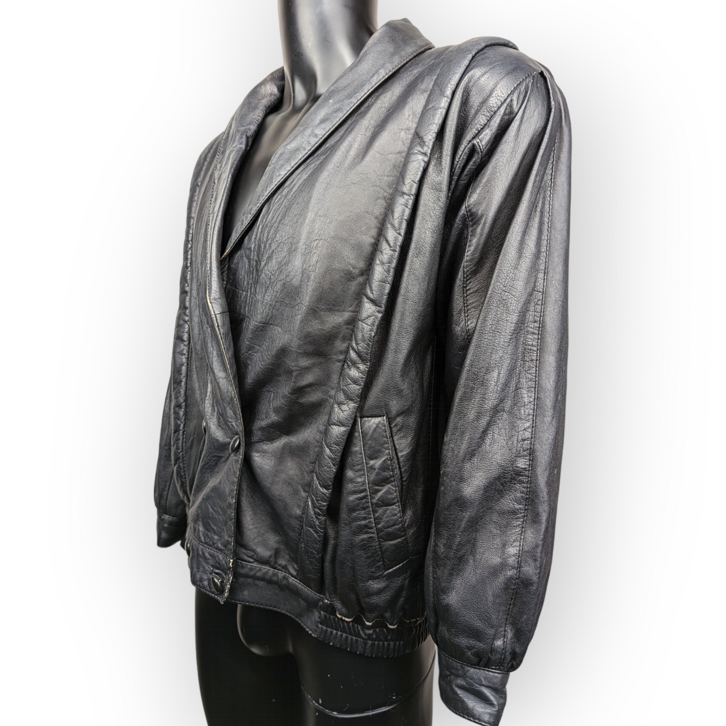 El Guero Vintage Black Leather Biker Motorcycle Jacket Men Size Small