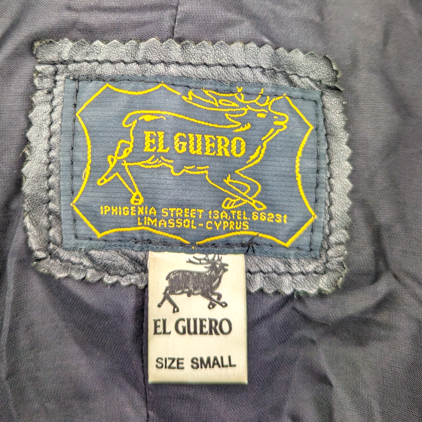 El Guero Vintage Black Leather Biker Motorcycle Jacket Men Size Small