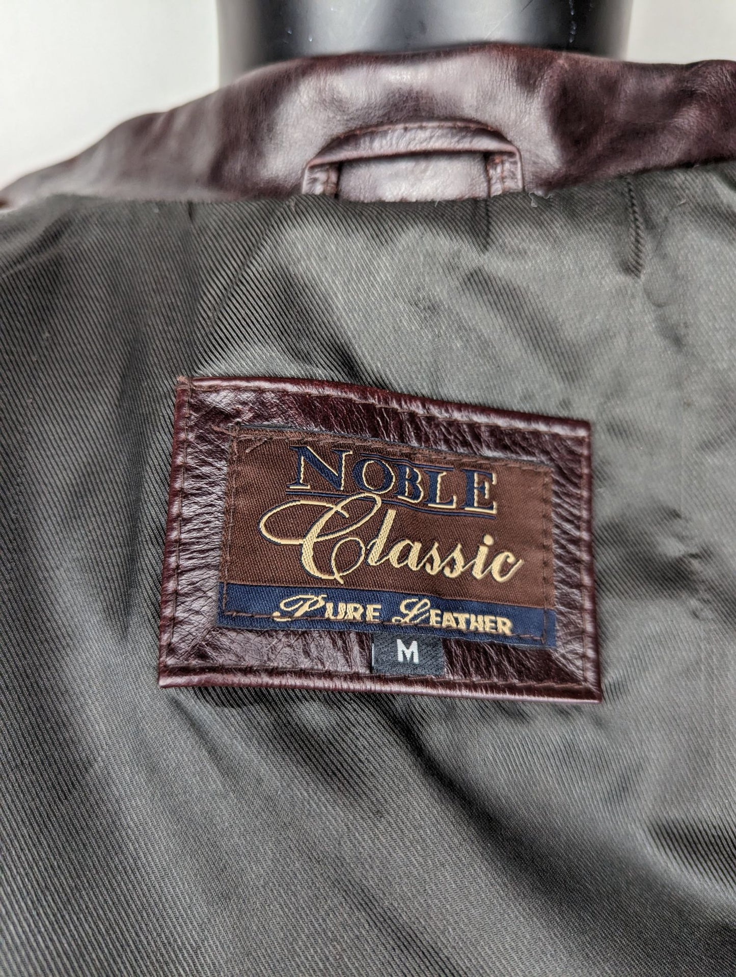 Noble Classic Vintage Brown Button Leather Jacket Men Size Medium