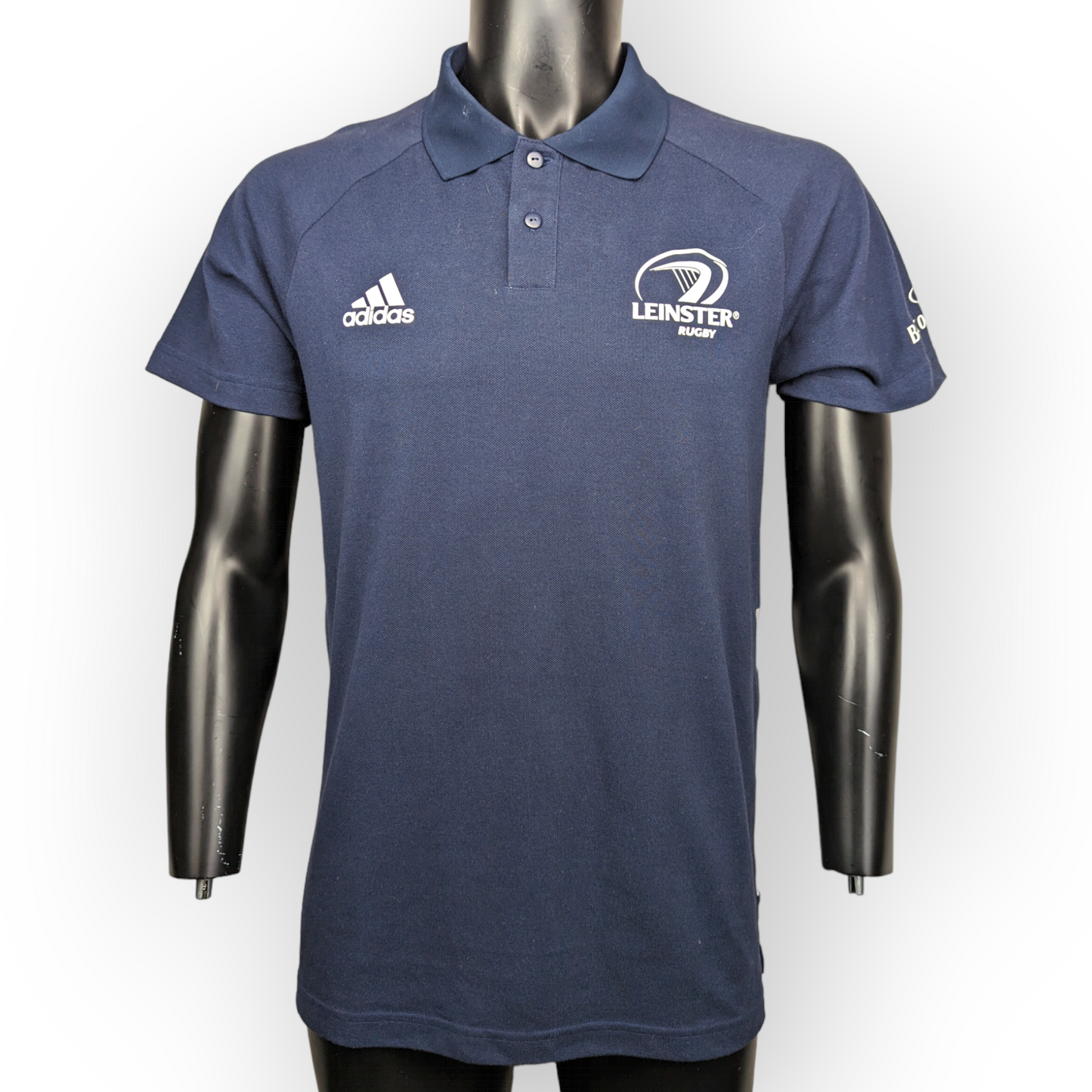 Adidas Navy Blue Short Sleeve Athletic Leinster Polo Shirt Men Size Medium