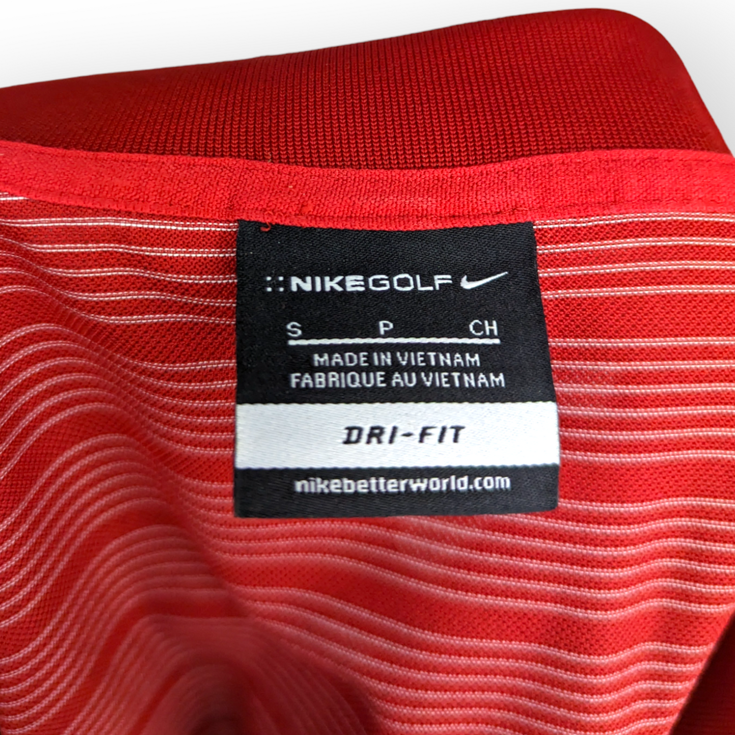 Nike Golf Dri Fit Red Striped Short Sleeve Polo Shirt Men Size Small