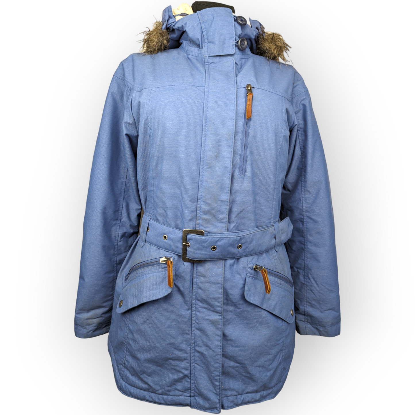 Columbia Sportswear Blue Ski Jacket Rain Coat Faux Fur Trim Women Small