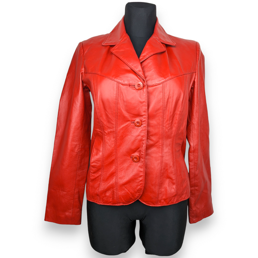 Wilsons Maxima Vintage Red Button Up Leather Jacket Women Size Small