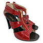 Michael Kors Red Leather Open Toe Strappy Heels Women Size UK 6.5 / EU 40