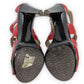 Michael Kors Red Leather Open Toe Strappy Heels Women Size UK 6.5 / EU 40