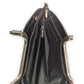 Vintage Black Leather Crocodile Structured Clutch Tote Handbag Women One Size